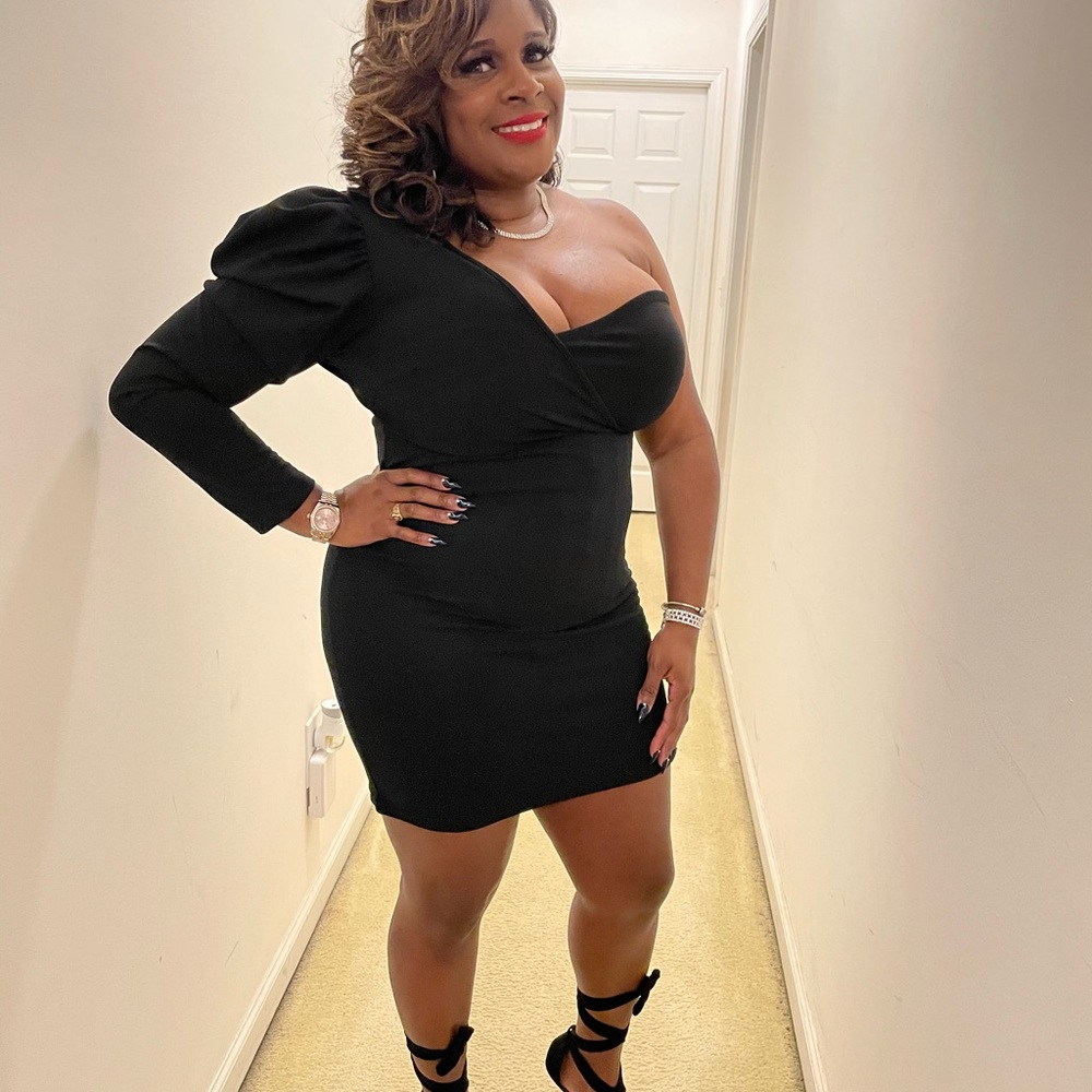 Black Asymmetrical Ruched Bodycon Dress